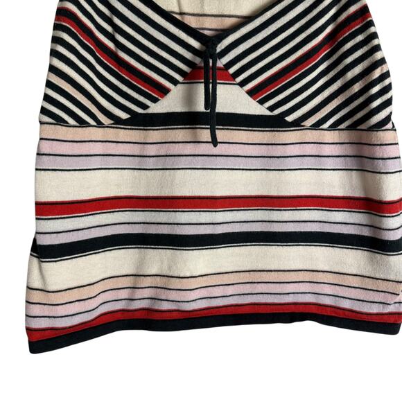 Marc Jacobs Cream Black Red Striped Sleeveless V-Neck Cashmere Blend Knit Top L - Picture 3 of 7